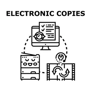 Electronic copies concept creating digital document management system Stock Illustration