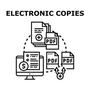 Electronic copies concept creating digital documents Stock Illustration