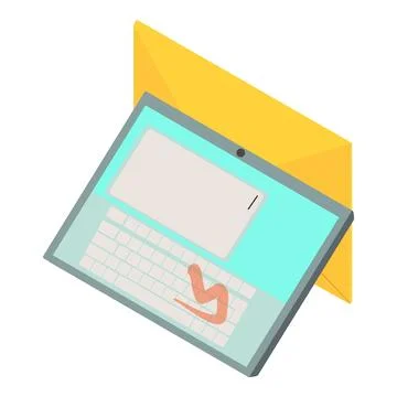 Electronic correspondence icon isometric vector. Tablet and close envelope icon Stock Illustration