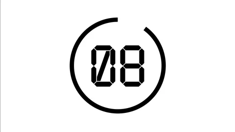 Electronic countdown timer in black circle for 10 seconds on white background. Stock Footage 114627904