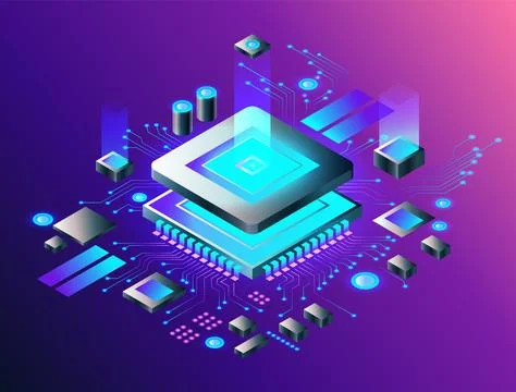 Electronic cpu digital chip. Abstract computer processor and electronic イラスト素材