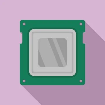 Electronic cpu icon flat . Computer data Illustrazione stock