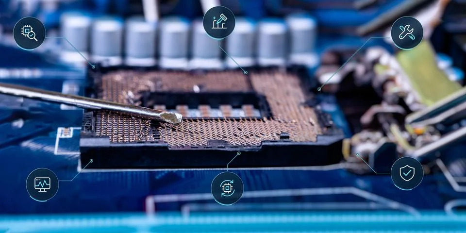 Electronic CPU Socket Maintenance and Computer Hardware Troubleshooting with  Stock-Fotos