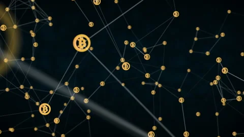 Electronic currency bitcoin, abstract virtual communications of computers Video stock 95575026