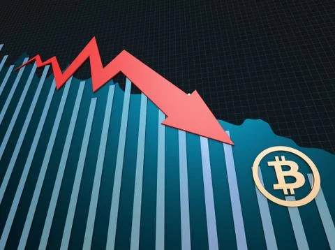 Electronic currency Bitcoin and failure arrow, depreciation and bankruptcy イラスト素材