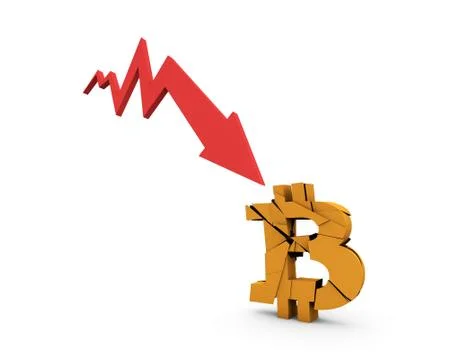 Electronic currency Bitcoin and failure arrow, depreciation and fragmentation 스톡 일러스트