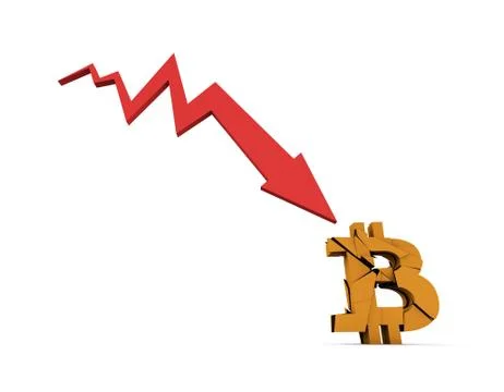 Electronic currency Bitcoin and failure arrow, depreciation and fragmentation イラスト素材