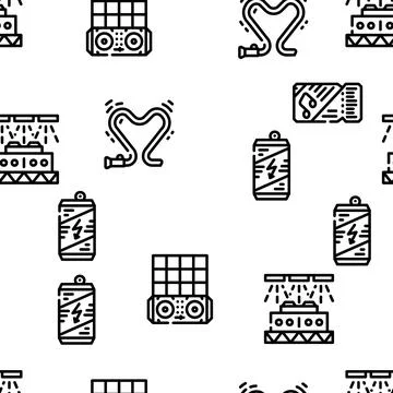 Electronic Dance Music Vector Seamless Pattern 스톡 일러스트