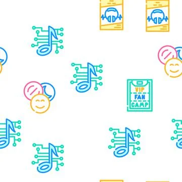 Electronic Dance Music Vector Seamless Pattern Stock Illustration