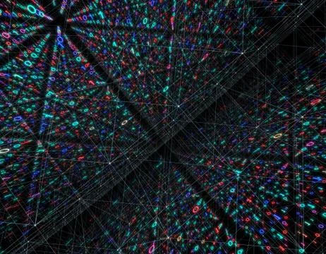 Electronic data array, network data storage and transmission Illustrazione stock