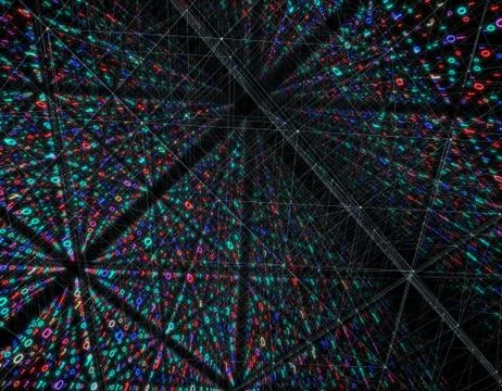 Electronic data array, network data storage and transmission Illustrazione stock