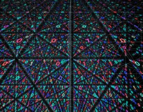 Electronic data array, network data storage and transmission Illustrazione stock