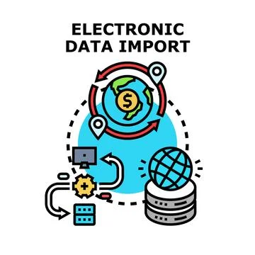 Electronic data import concept with global network integration イラスト素材