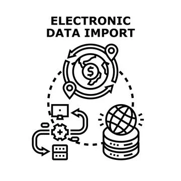 Electronic data import concept with global network integration Stock Illustration