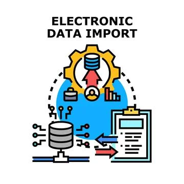 Electronic data import transferring information to database storage 库存插图