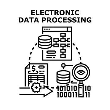 Electronic data processing system and digital information workflow Stockillustratie
