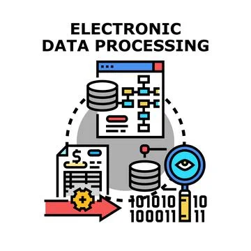 Electronic data processing system and digital information workflow Illustration