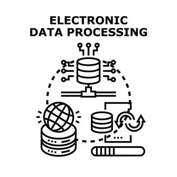 Electronic data processing system managing global information flow Stock Illustration