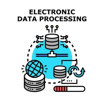 Electronic data processing system managing global information flow Stock Illustration