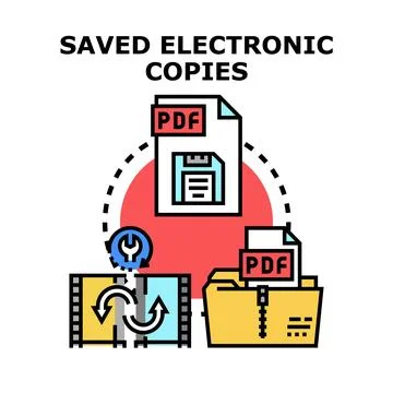 Electronic data saving concept with digital files transfer Stock Illustration