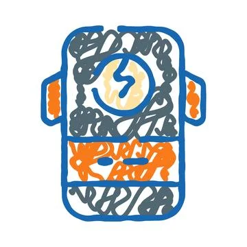 Electronic device with abstract power symbol doodle 스톡 일러스트