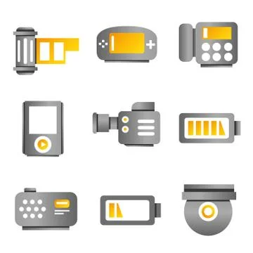 Electronic device and multimedia icons Stock Illustration