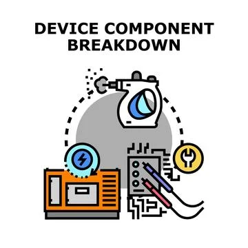 Electronic device component breakdown and repair process Stock Illustration