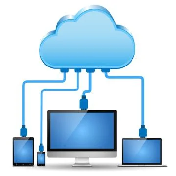 Electronic device connected to the cloud computing Stock Illustration