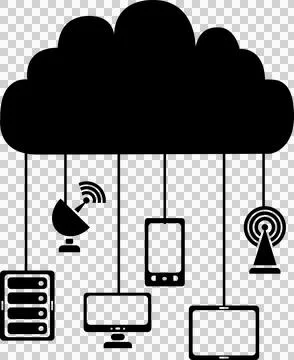 Electronic device connected to the cloud computing Stock Illustration