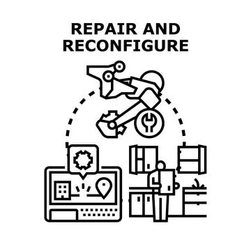 Electronic device console system repair and reconfiguration concept Stock Illustration