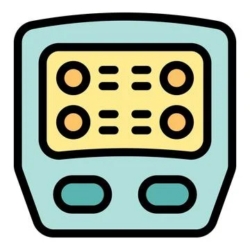 Electronic device with display and buttons showing data or controls Stock Illustration