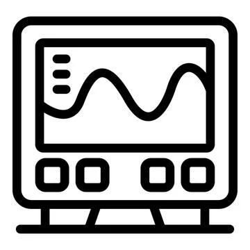 Electronic device displaying sinusoidal waveform with buttons and stand Stock Illustration