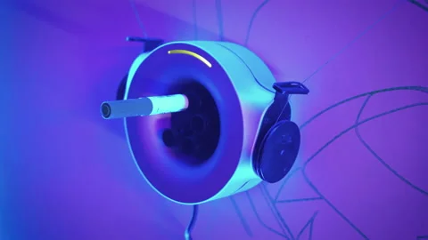 Electronic device that draws a line on the wall. Video stock 170532119