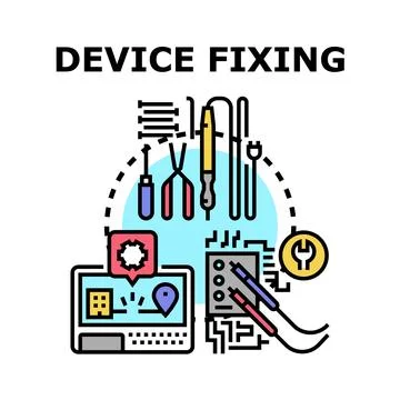 Electronic device fixing and repair service concept Stock Illustration