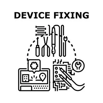 Electronic device fixing and repair service concept Stock Illustration