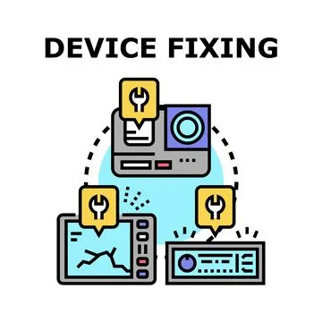 Electronic device fixing and repairing concept illustration Illustrazione stock