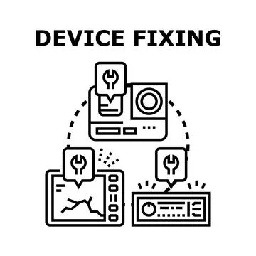 Electronic device fixing and repairing concept illustration Stock Illustration