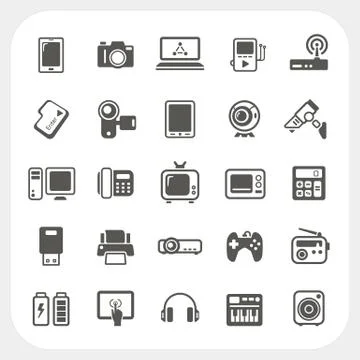 Electronic device icons set Stock Illustration