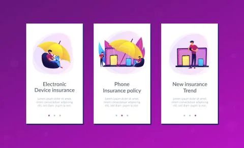 Electronic device insurance app interface template. Stock Illustration