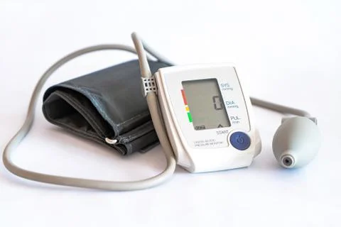 Electronic device for measuring blood pressure. Stock Photos