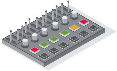 Electronic device, mixer volume console to work with audio. Equipment for 스톡 일러스트