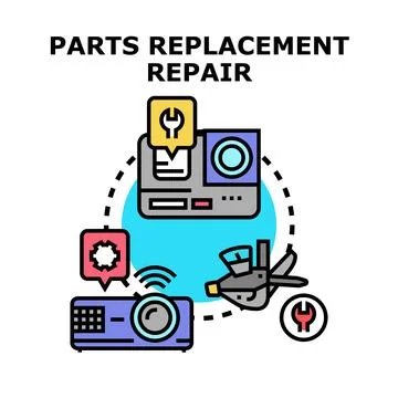 Electronic device parts replacement and repair service Stock Illustration