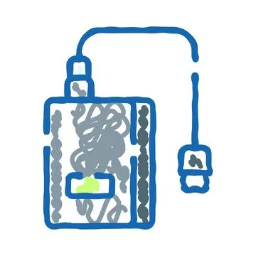 Electronic device producing smoke doodle icon Illustrazione stock