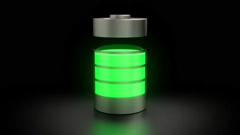 Electronic device rechargeable battery charging process against dark background Vidéo 128598726