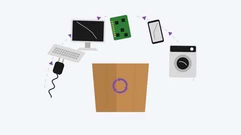 Electronic Device Recycling loop Vídeos de archivo 343346835