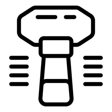 Electronic device scanning bar code with laser beam for inventory Stock-Illustration