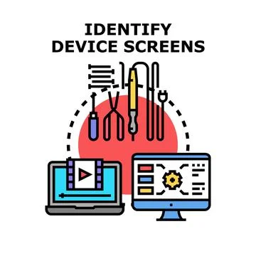 Electronic device screen identification and repair tools Stock Illustration