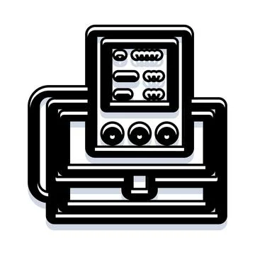 Electronic device with screen showing scientific data icon Illustrazione stock