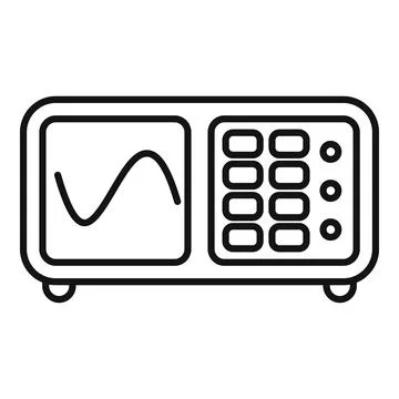 Electronic device showing sinusoidal waveform on screen Stock Illustration