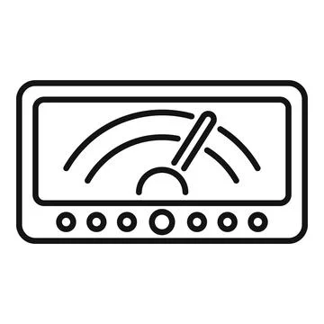 Electronic device showing speedometer with buttons and displaying data Stock Illustration